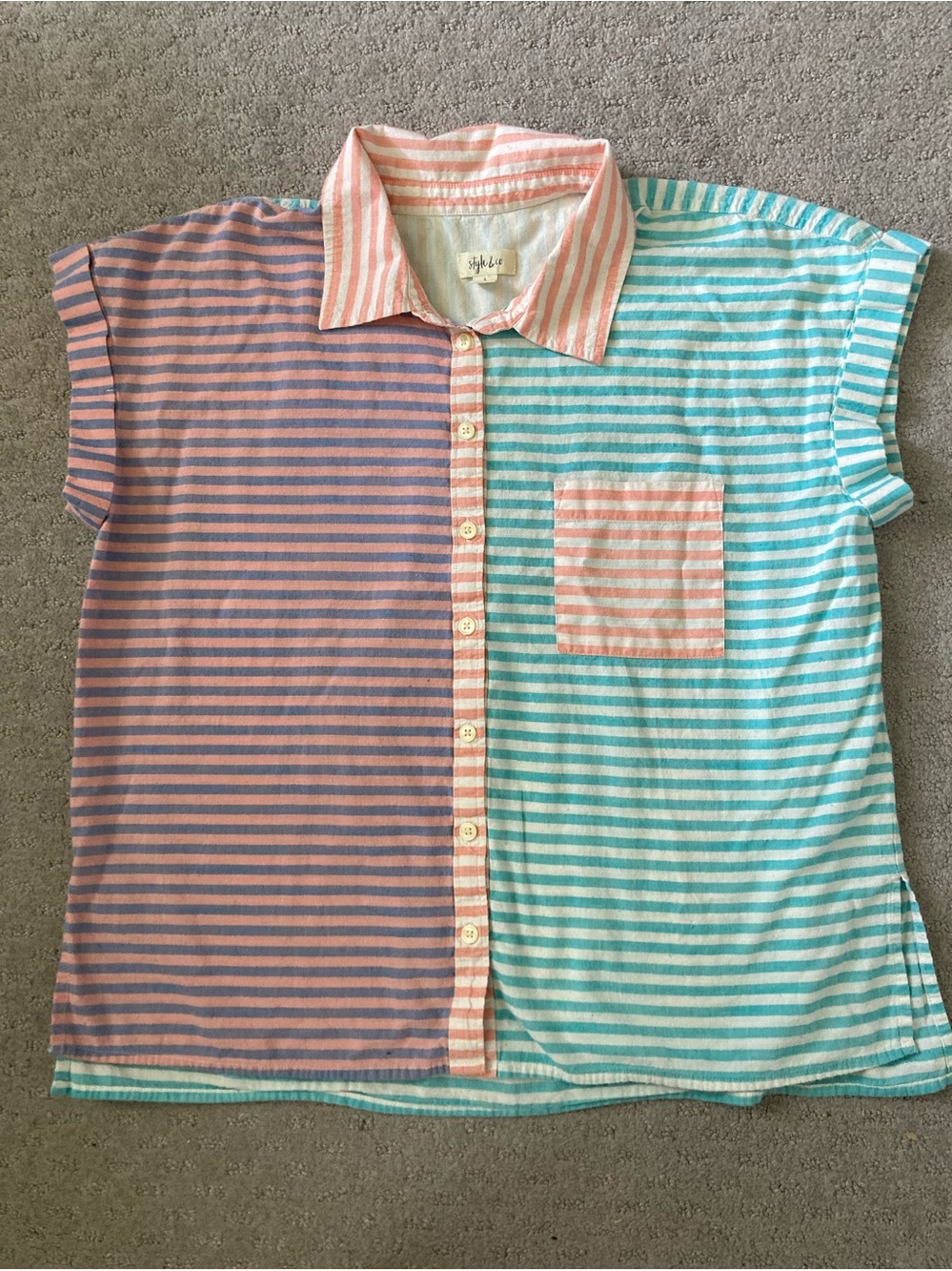 Style & Co. multi striped boxy shirt, Large.